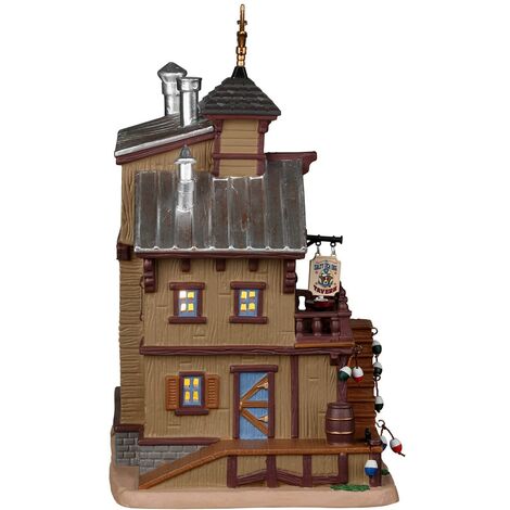 LEMAX Beleuchtetes Pub „The Salty Sea Dog Tavern“ - Porzellan-Haus Mit LED-Beleuchtung, 24,5x21x14,3 Cm