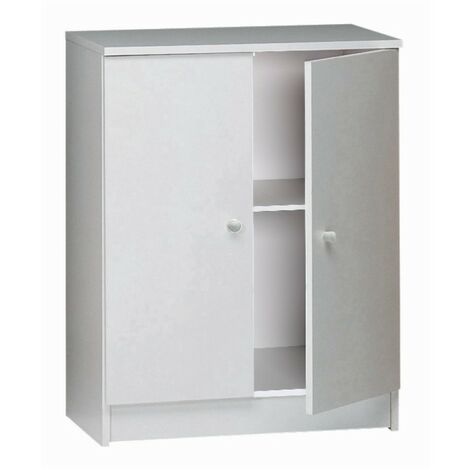 Niedriger Mehrzweckschrank mit zwei Türen Weiß 62x34x H80 cm (1/5)