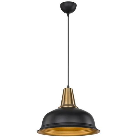 Rena ASZ1341 Pendelleuchte aus schwarzem Metall mit goldener Innenseite (1/5)