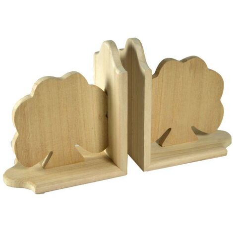 Paar Buchstützen aus Holz mit Baum cm19x17x19