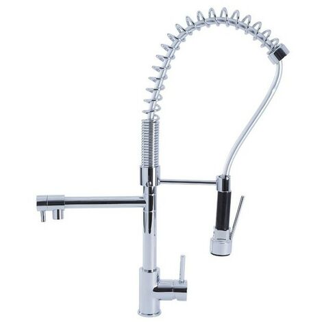 Küchenmischbatterie mit verchromter Dusche, H. 66 x 32 cm (1/5)