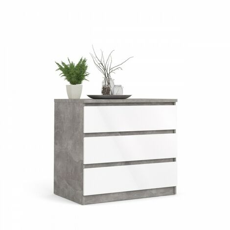 Kommode mit 3 Schubladen aus weißem Beton zweifarbig