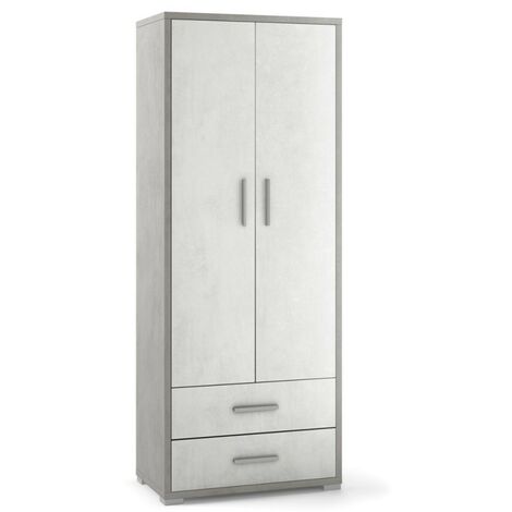 Mehrzweckschrank mit zwei Türen und zwei Schubladen White Cement 71x41x H182 cm