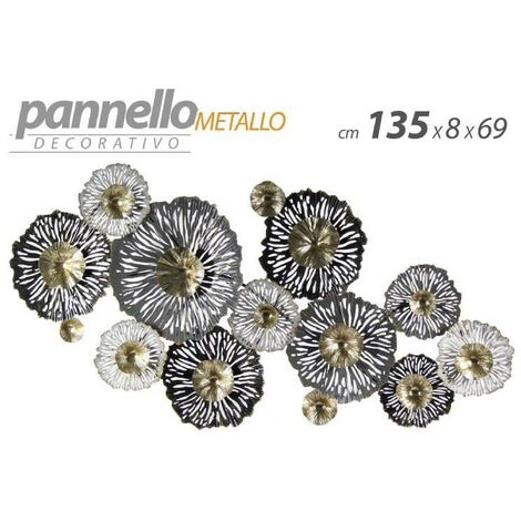 Wandpaneel aus Metall quadratisch Dekoration 135 x 8 x 69 cm Blumen