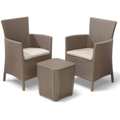 Sessel-Set mit Iowa-Tisch in Keter Cappuccino-Farbe