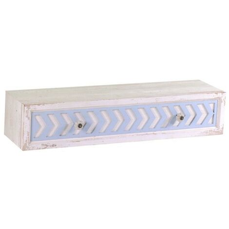 Zyprisches Holzregal mit Shabby-Schublade 21 x 80 x H 16,5 cm (1/5)