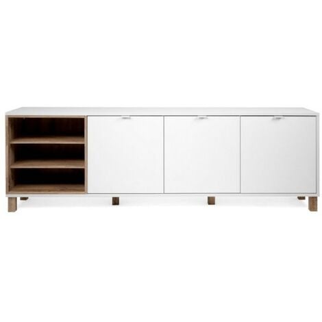 Sideboard 3 Türen Weißeiche 200x35xh.64,5 cm