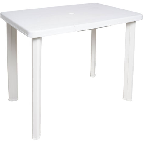 Rechteckiger weißer PVC-Tisch mit abgerundeten Ecken - 101x68x73 cm