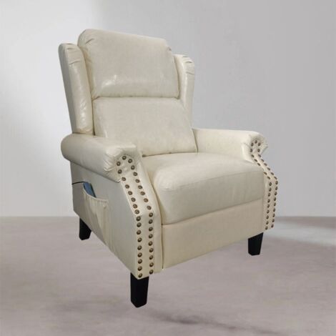 Wing Relaxsessel mit 6 Massagepunkten aus Kunstleder in Beige, H106xB91xT86. (1/3)