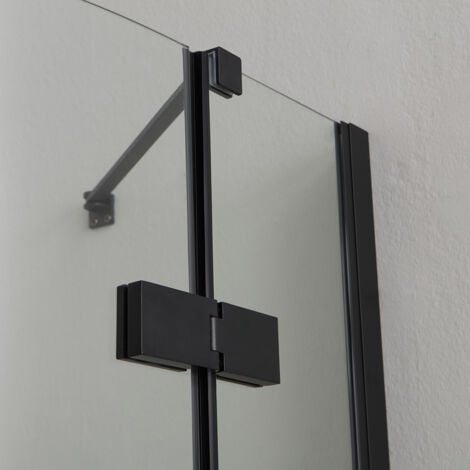 Halbrunde Duschkabine 90x90 mit schwarzer Drehtür