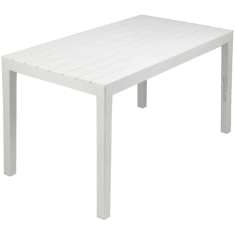 Gartentisch Vasto, Rechteckiger Esstisch, Mehrzweck-Gartentisch für den Innen- und Außenbereich, 100 % Made in Italy, Cm 138x78h72, Weiß