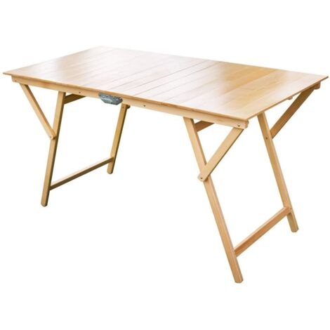 Klappbarer Tisch Laura aus natürlichem Holz 70x140x72