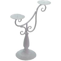 Weißer Arezzo-Metallkerzenhalter 2 Plätze cm31x15,5h44