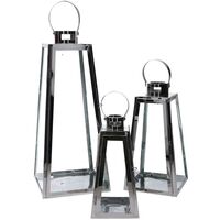 Quadratische silberne Metalllaterne 1-3 cm20,5x20h47