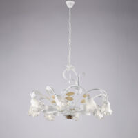 Bonetti Illumina - Cesto – Shabby-Kronleuchter aus weiß lackiertem Eisen, 8 Lichter, 112 – Ø85 – BL274-8-BCO