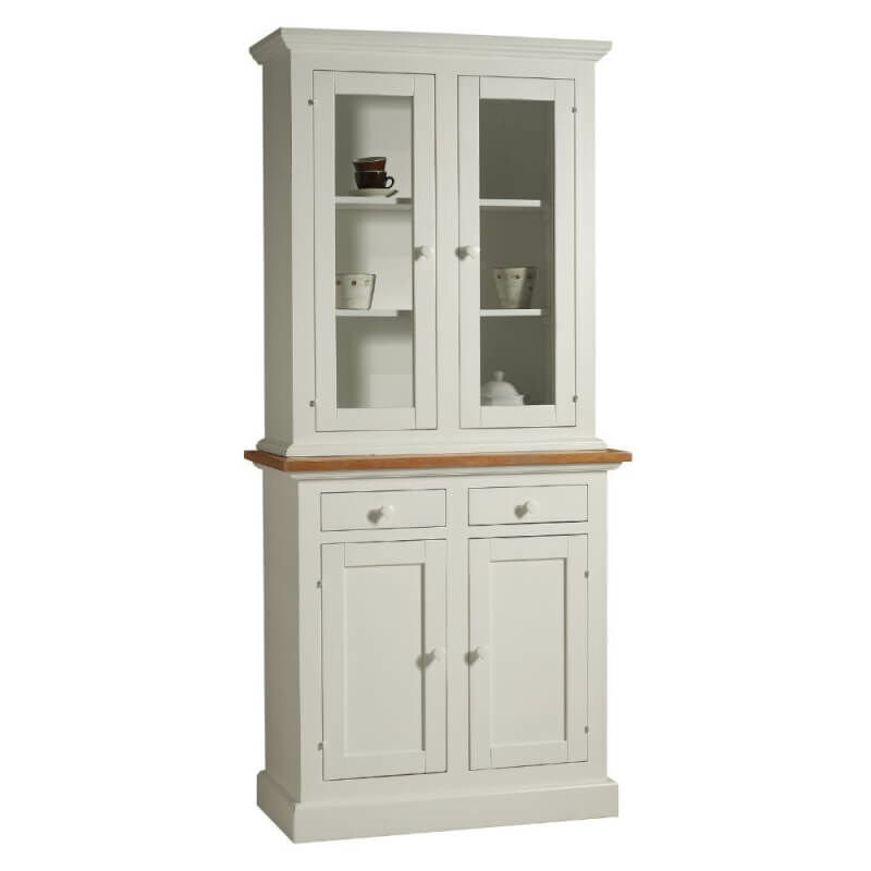 Vitrine 2 portes laquée blanc shabby chic 95x47x200H