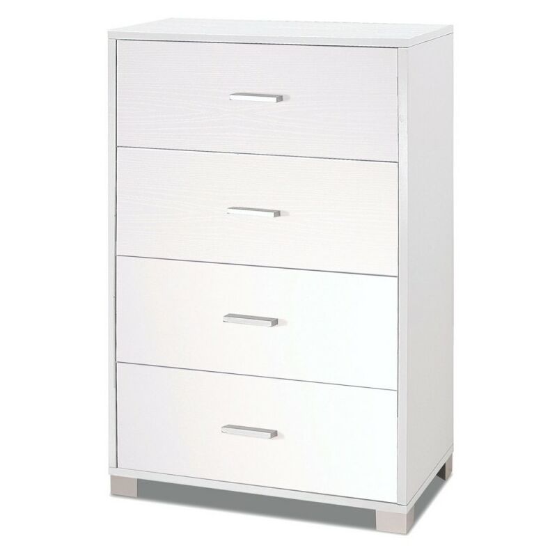 Commode à quatre tiroirs Frêne Blanc 70x41x h112 cm