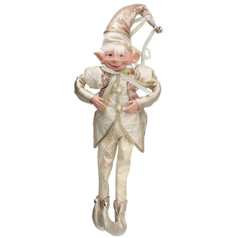 Marionnette en tissu elfe champagne cm18x12h59