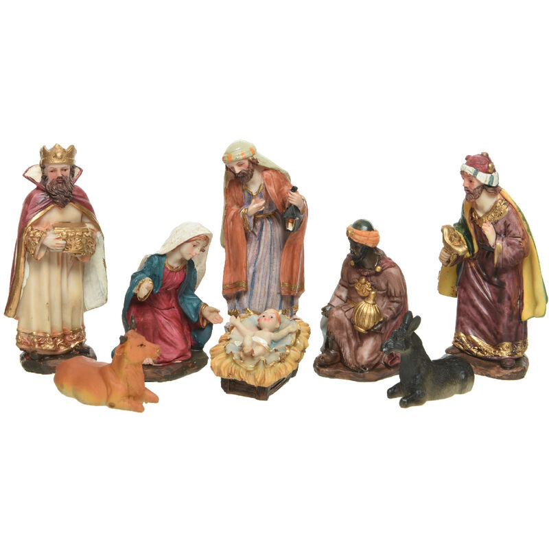 Conjunto de Natividad en poliresina con 8 figuras 4x6x12 cm