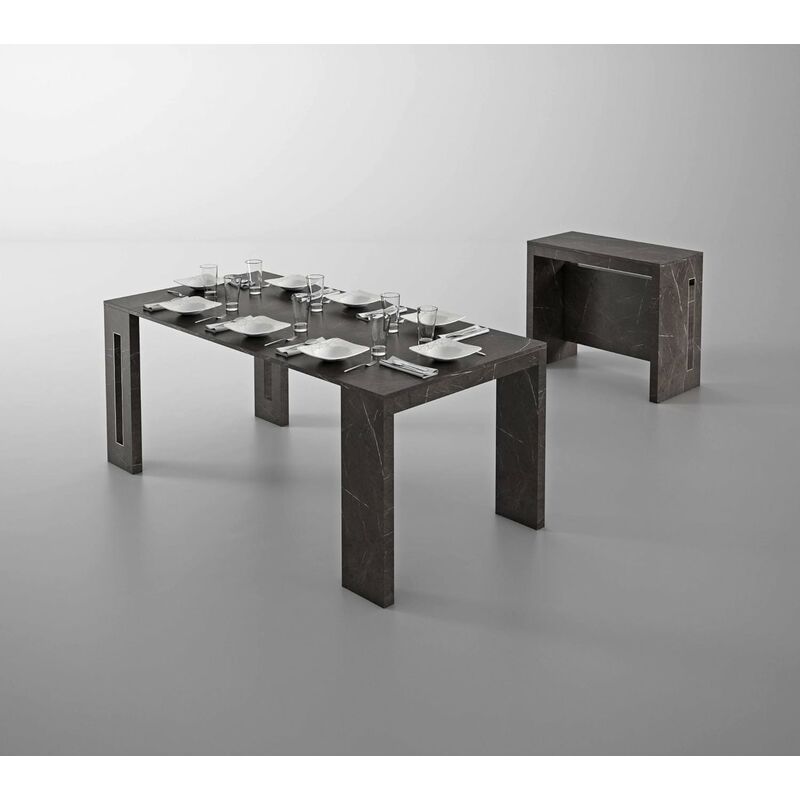 Table Console Transformable en marbre noir