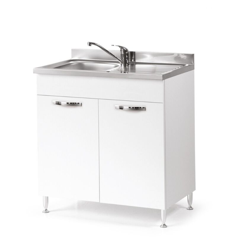 Évier de cuisine en frêne blanc 2 portes Cm 80x50xH 85