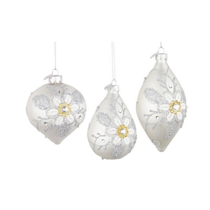 Lot de 12 Pendentifs Vt Floret Blanc Assortis