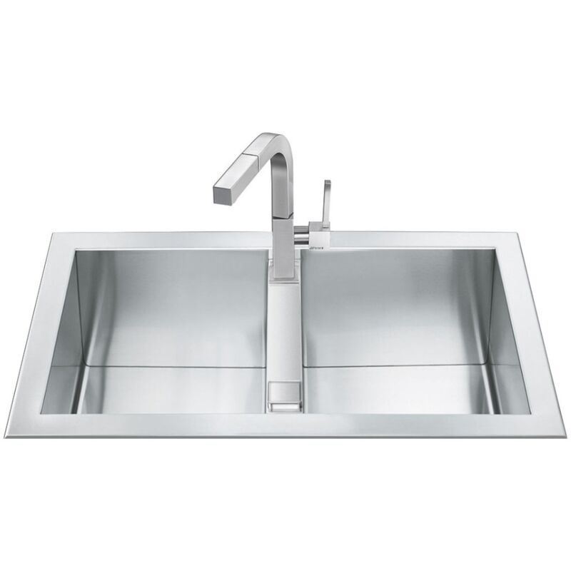 Évier encastré 86x50 cm 2 bacs inox