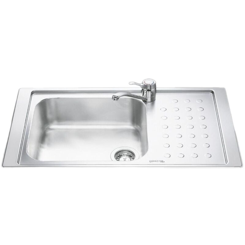 Évier en inox 86x50 cm avec égouttoir à droite.