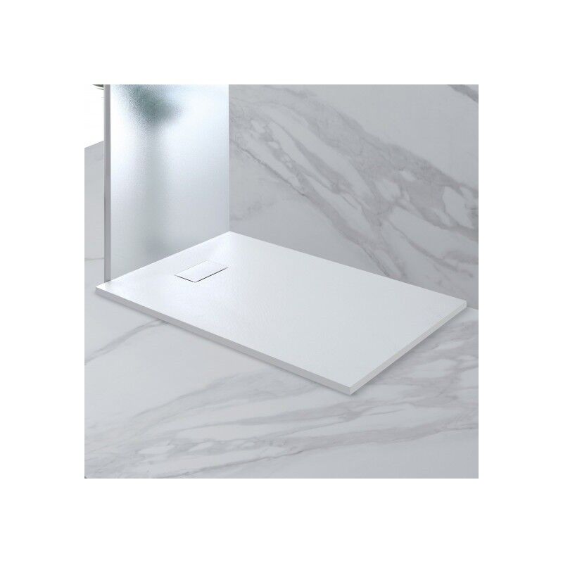 Receveur de douche blanc effet pierre 80x120x h2.8 cm