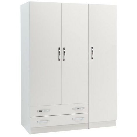 Armoire 3 portes avec tiroirs en Frêne Blanc Cm 135x52xH 210 (1/5)
