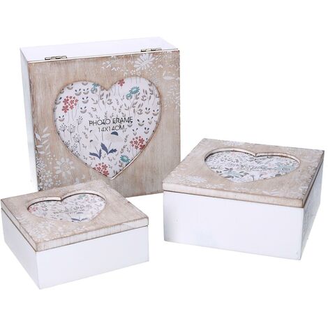 Boîte en bois 1-3 coeur beige carré cm18x18h9 (1/2)