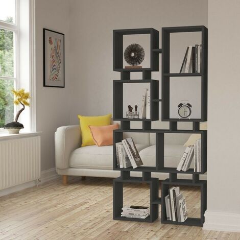 Bibliothèque double face Rail anthracite 79x166,5 (1/5)
