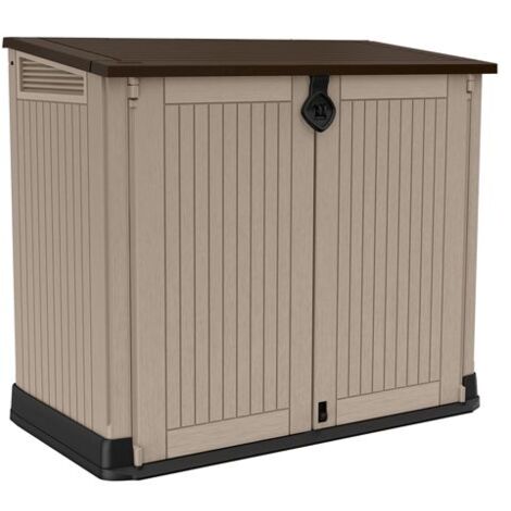 Keter – Armoire de jardin en résine beige-marron 132x71.5xh.113.5 cm – Volume 0.8 m³ – Résistante aux intempéries et aux UV – Verrouillable (1/10)