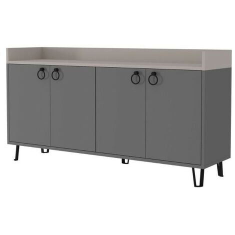 Buffet 4 portes gris tourterelle anthracite 140x36x80 h (1/5)