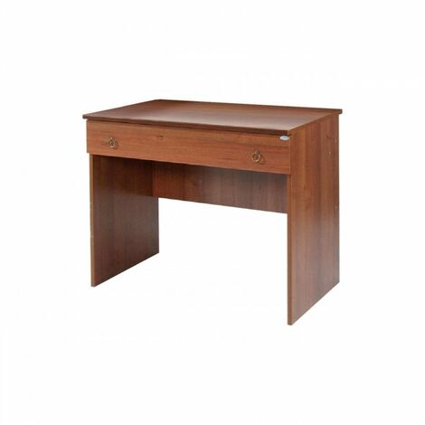 Bureau de chambre en bois mélaminé noyer antique 1 tiroir 90x56xH.75 cm (1/3)