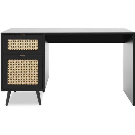 Bureau noir Vienna30A avec façades effet cannage (1/4)