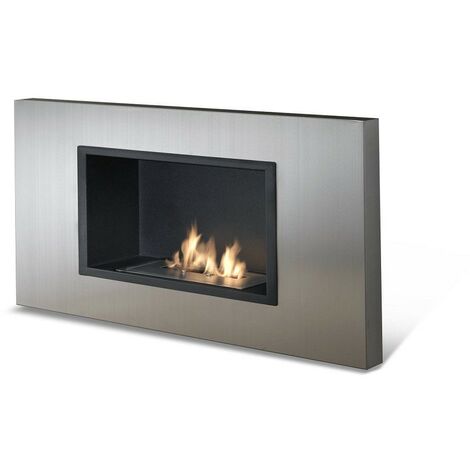 Biocamino design mural bioéthanol gris chrome 78 x 17 x h 54 cm (1/5)