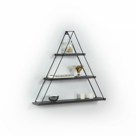 Bibliothèque murale triangulaire vitrine pyramide noire cm 74 x 13 x 61 h (1/5)