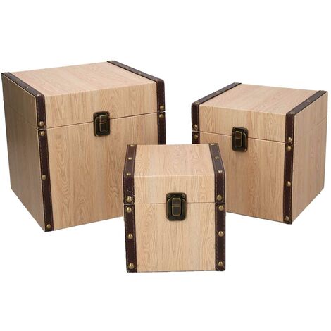 Boîte en simili cuir 1-3 carré effet bois cm22x22h22 (1/5)