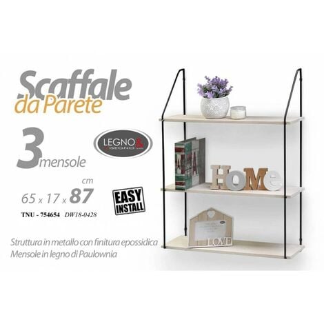 Etagère murale urbaine installation facile métal bois cm 65 x 17 x 87 h