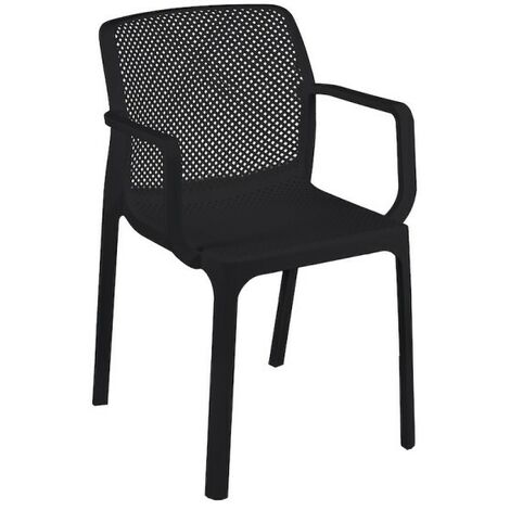Chaise De Jardin Polypropylène Dalian Anthracite Avec Accoudoirs 46,5X53,5X H55 Cm (1/5)