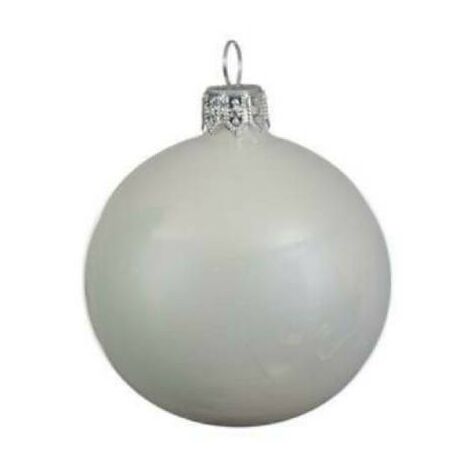 Décoration sapin de Noël boule en verre ÉMAIL BLANC 6 cm
