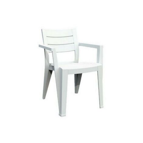 Keter – Chaise de jardin empilable en résine polypropylène effet bois blanc – Dimensions 61,5x58x79 cm – Résistante aux intempéries et UV