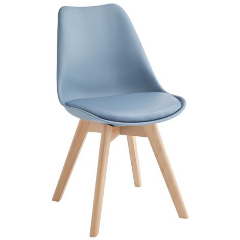 Lot de 4 chaises en polypropylène avec assise en similicuir bleu 48,5x582h cm (1/2)