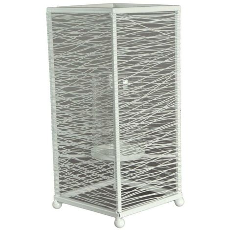 Grand bougeoir en métal blanc cm14x14h31 (1/5)