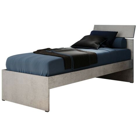 Lit simple pour chambre, gris béton, cm 200x85xH 98 (1/3)