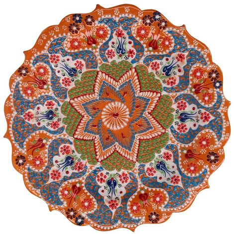 Piatto décoratif en céramique orange ø30x3 cm (1/4)