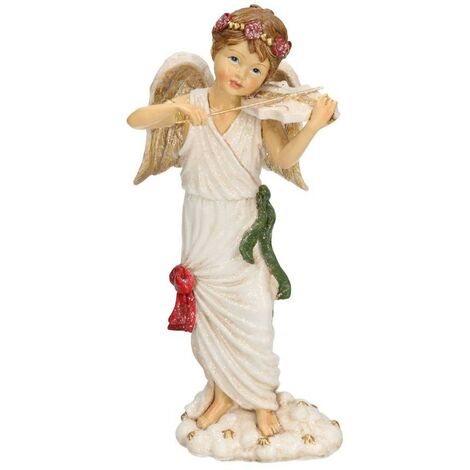 Ange Avec Violon En Tissu Et Résine De Couleur Crème Et Or Décoration De Noël 34 Cm / Titre Par