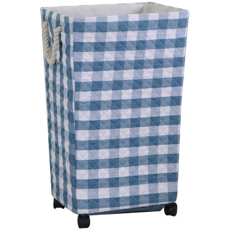 Panier rectangulaire en tissu bleu avec roues cm40x30h70 (1/5)