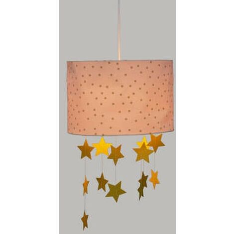 Atmosphera – Abat-jour suspendu rose étoiles Ø30 cm – Fer et polyester – Hauteur 20 cm – Décoration intérieure douce et magique - 30xH20 (1/6)